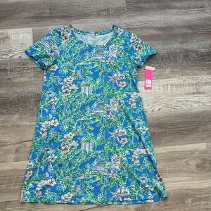 Lilly Pulitzer Cody  Dress large Boca Blue beneath the Bougainville